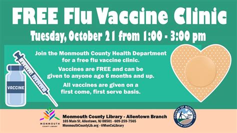 Flu Vaccine Clinic - Monmouth County Health Department, 16 S. Main ...
