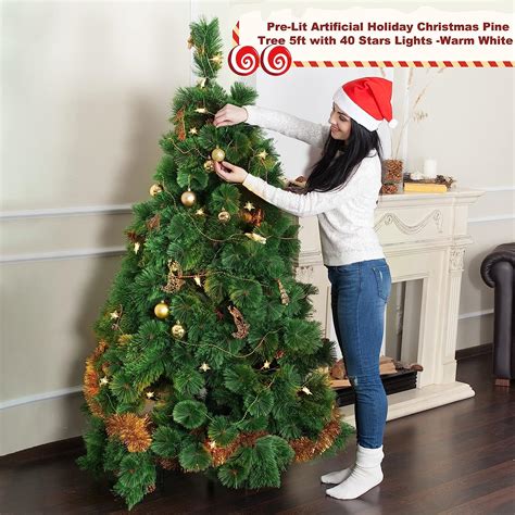 Buy Pre-lit Green Artificial Christmas Tree 5ft - Artificial Holiday ...