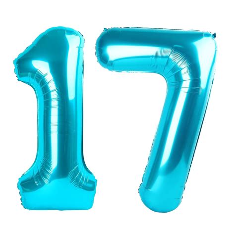 Blue Number 17 Balloon 40 inch, 17 Number Balloons, 17th Blue Birthday ...