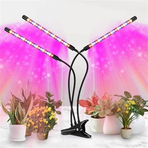 Amazon.com: LED Grow Light, 3 Heads Red Blue White Full Spectrum Plant ...