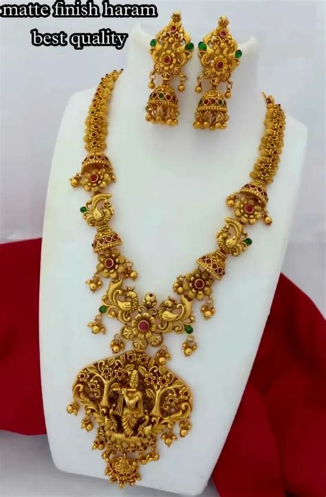 Vihaa Jewellery Pearl Gold Plated radhe krishna Long Combo temple ...