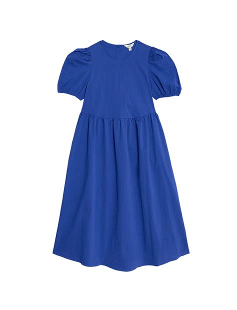 Buy Cotton Rich Puff Sleeve Midi Column Dress at Marks & Spencer