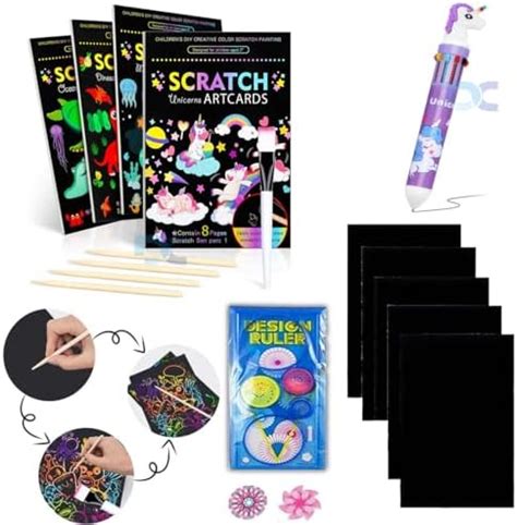 Daily Crafts 39 PCS Scratch Art for Kids, Rainbow Scratch Paper ...