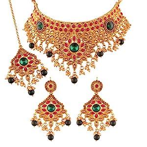 I Jewels 18K Gold Plated Traditional Stone Studded Choker Necklace ...