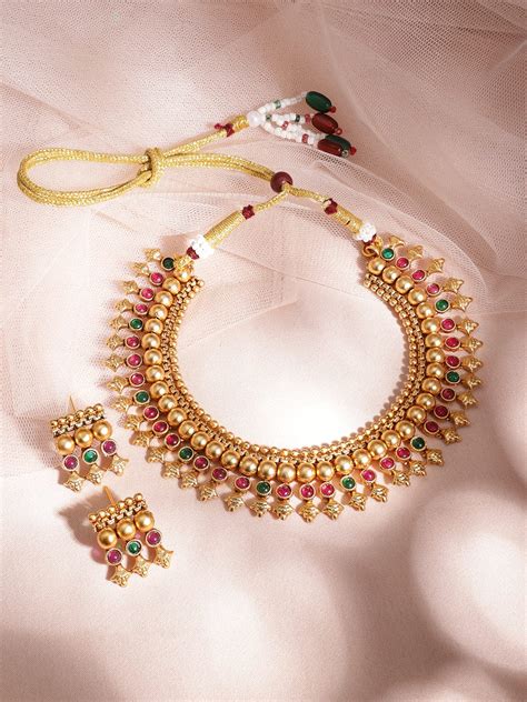 22KT Gold Plated Stone Studded Jewellery Set – Rubans