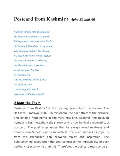 Postcard from Kashmir by Agha Shahid Ali 9044173 a-6ebb-4dc8-ab11 ...