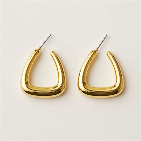 Golden U Shaped Hoops Earrings – Kimti