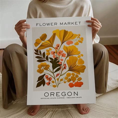 Modroom Oregon State Flower Print, Oregon Flower Market Print, Oregon Grape Art Print, Floral ...