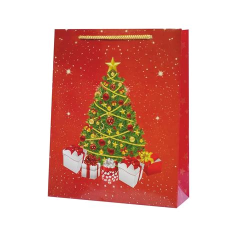 Christmas Gift Bags – Red Paper Bags for Gifting with Christmas Tree ...