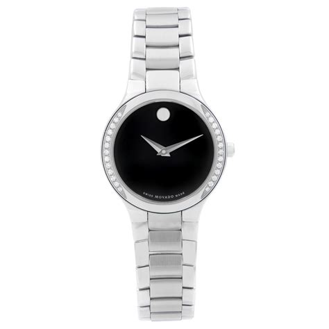 Movado Vizio Black Dial Diamond Bezel Ladies Watch For Sale at 1stDibs ...