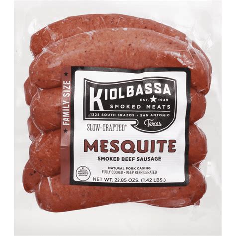 Kiolbassa Provision Co Beef Sausage, Mesquite, Smoked, Family Size (22. ...