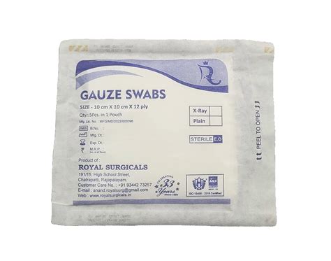 Royal Surgicals Sterile Absorbent Cotton Gauze Swab |(10cm x 10cm x ...