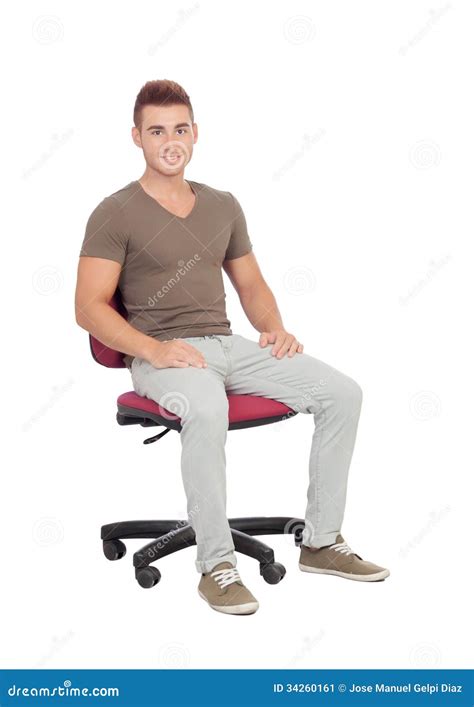 Casual Young Man Sitting On An Office Chair Stock Image - Image: 34260161