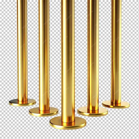 Premium PSD | Gold metal poles on transparent background