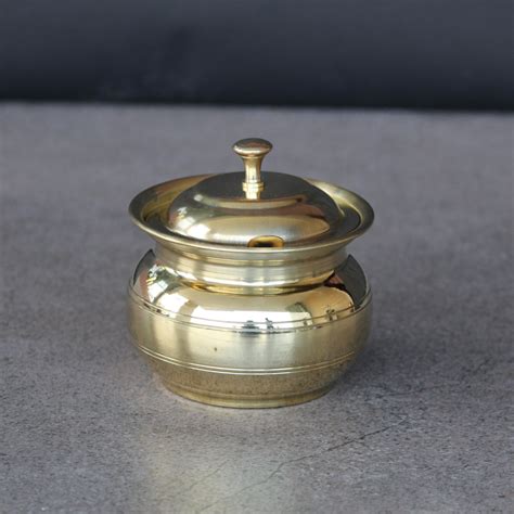 Brass Ghee Pot With Lid and Spoon – Indian Bartan