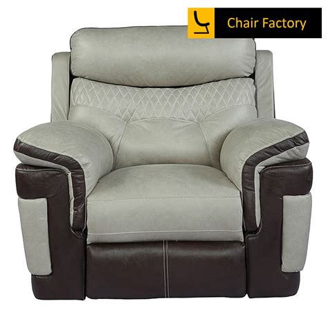 Franco Black & light Grey Leather Recliner Chair with Soft Padding ...