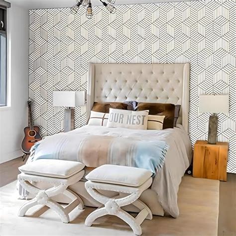 Indian Royals Gold and White Geometry Stripped Hexagon Wallpaper for ...