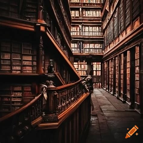 Dark academia library interior on Craiyon