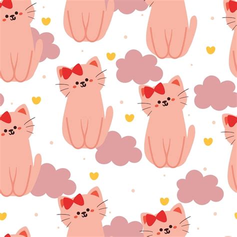 Seamless pattern cartoon cat cute wallpaper for textile gift wrap paper ...