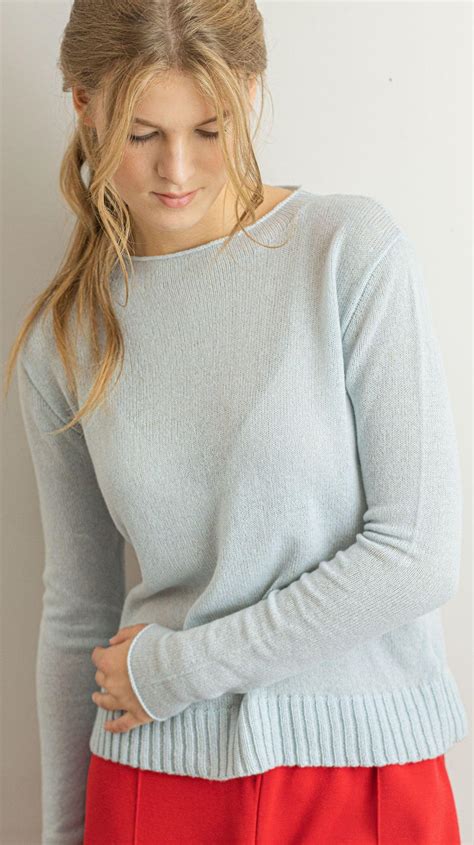 Light blue cashmere crew neck sweater ANNA | Krista Elsta