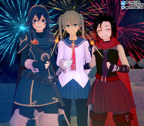 Rule 34 - 3girls 4th Of July Arm Around Waist Arm Behind Back Belt ...