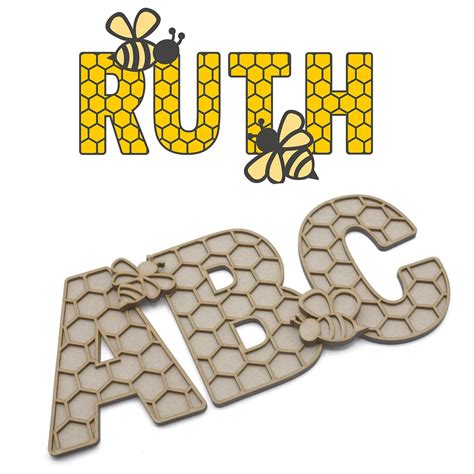 Honeycomb Bee Alphabet Layered Letters 1x FREE Bee Per Letter – Laserworksuk