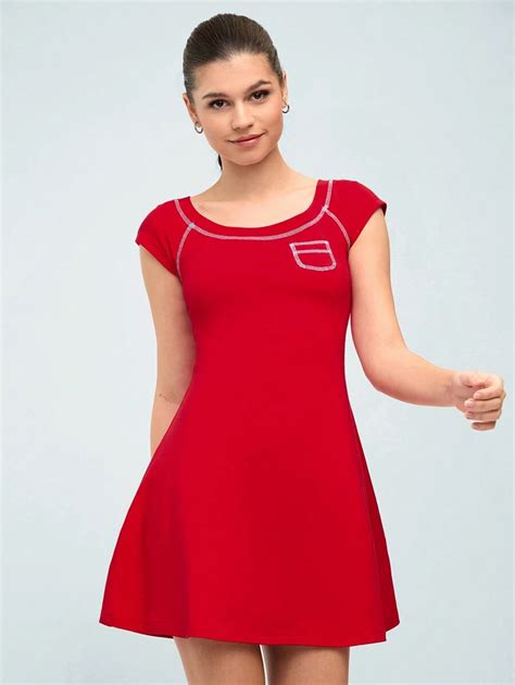 Forever 21 Simple Sports Color Block Casual A-Line Dress | SHEIN USA