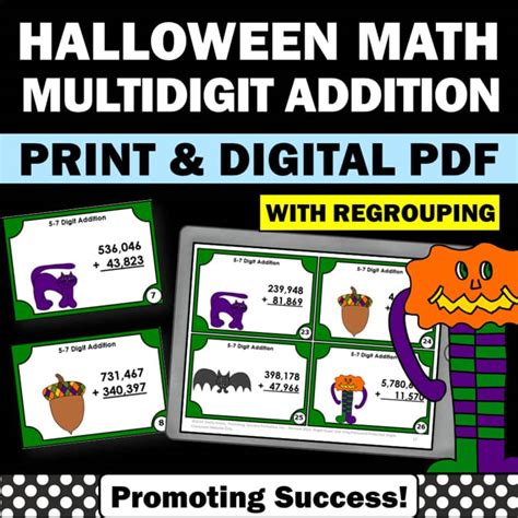 Halloween Addition with Regrouping Activities SCOOT 4th 5th Grade Math ...
