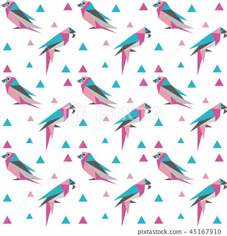 Geometric Seamless Pattern with Origami Birds - Stock Illustration ...