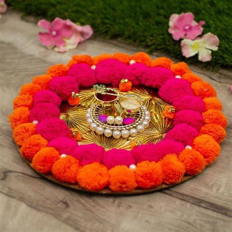 Buy Pom Pom Decorative Tilak Akshat Pooja Thali Online in India ...