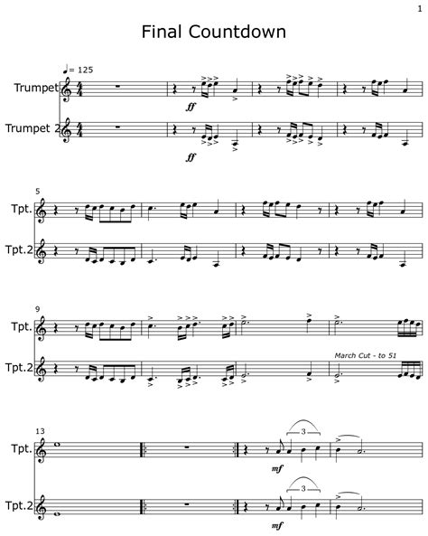 Final Countdown - Sheet music for Trumpet
