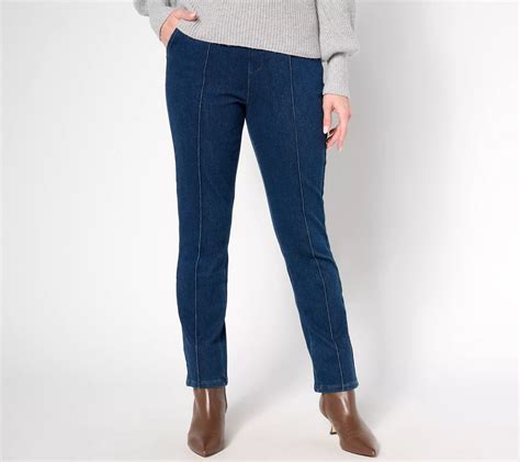 Isaac Mizrahi Live! Regular Knit Denim Straight-Leg Trouser Jeans - QVC.com
