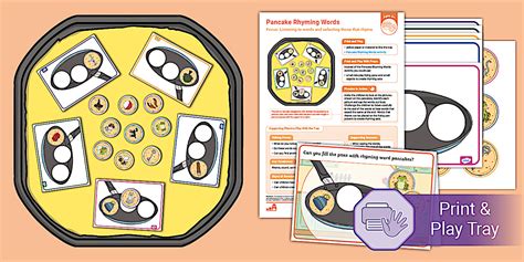 Pancake Day Play Tray | Rhyming Words Phonics Print and Play