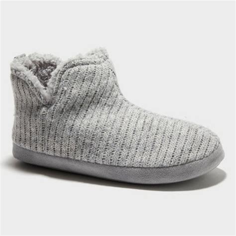Dluxe by Dearfoams Women's Knit Bootie Slippers - Gray M - Walmart.com