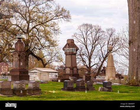 Graves in the Homewood Cemetery in Pittsburgh, Pennsylvania, USA on a ...