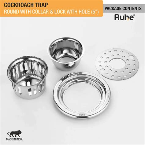 Round 304-Grade Floor Drain with Collar, Lock, Hole & Cockroach Trap ...