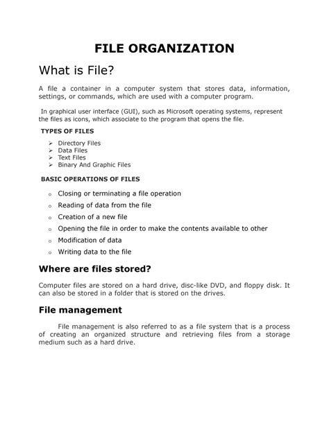 FILE Organization - notes - FILE ORGANIZATION What is File? A file a ...