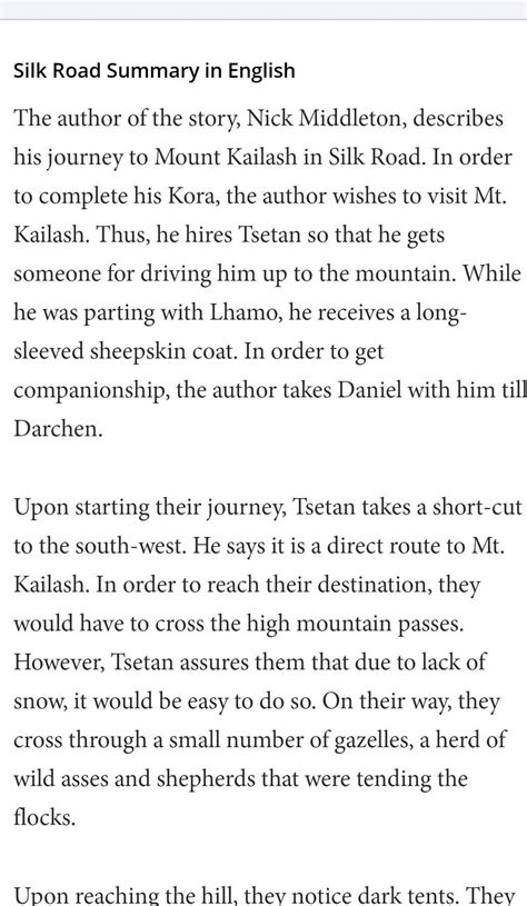 Silk road summary for class 11 - Brainly.in