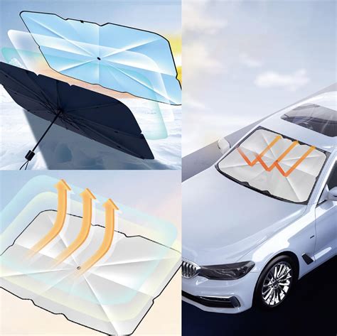 Car Windshield Sun Shade Umbrella - Foldable Car Umbrella Sunshade Cover UV Block Car Front ...