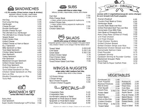 Steele Creek Cafe menu in Charlotte, North Carolina, USA
