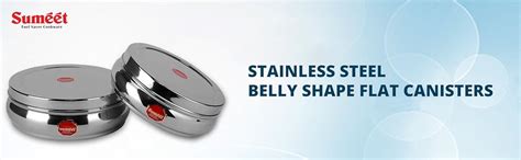 Buy Sumeet Stainless Steel Belly Shape Flat CanistersPuri DabbaStorage ...