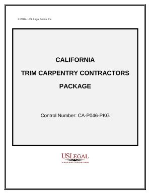 California Trim Carpentry Contractors Package - Blank Fillable Template ...