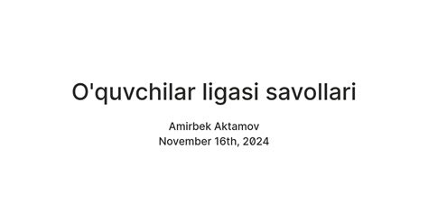 O'quvchilar ligasi savollari — Teletype