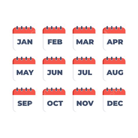 Colección De Elementos Del Mes Del Año Vector PNG , Meses, Calendario ...