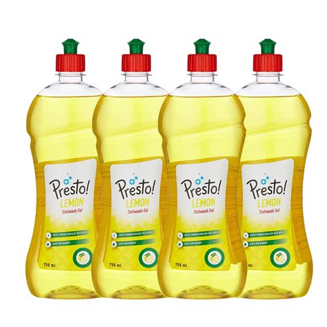 Amazon Brand - Presto! Dishwash Gel | Lemon | 3 Litre | 750 ml x 4 ...