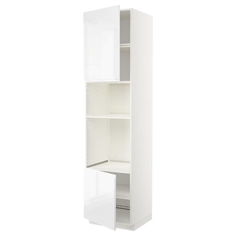 METOD high cabinet f built-in appliances, white/Voxtorp high-gloss ...