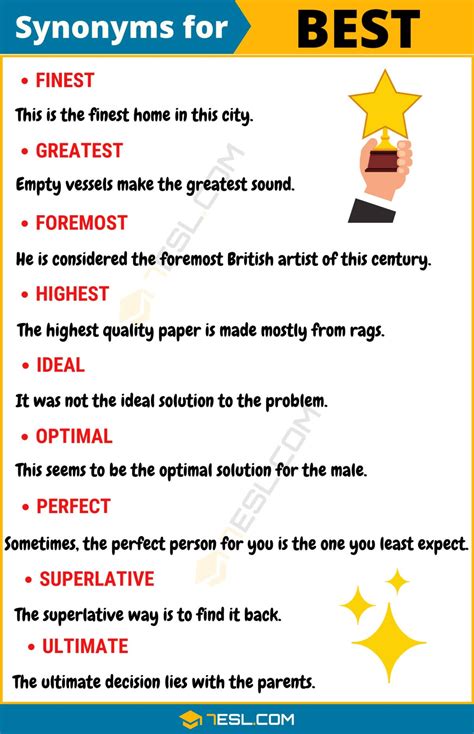 155 Synonyms for "Best" with Example | Another Word for "Best" • 7ESL