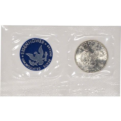 1972 US Eisenhower Uncirculated Silver Dollar - Blue Ike 40% Silver [US ...