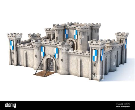 Middle ages castle, medieval fortress 3d rendering Stock Photo - Alamy