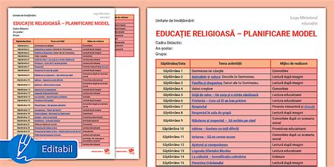 FREE! - GRATUIT Planificare educație religioasă – Idei profesori